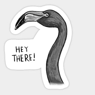 HEY THERE! Black Flamingo Sticker